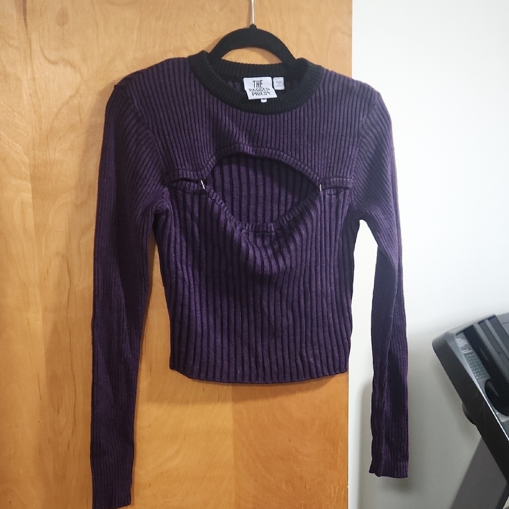 The Ragged Priest Purple Ribbed Sweater Women's Top
